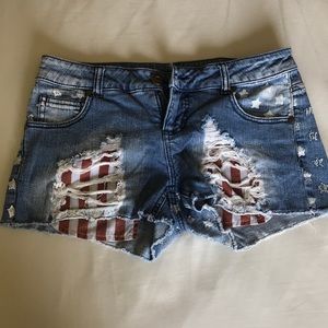 American Flag Denim Shorts